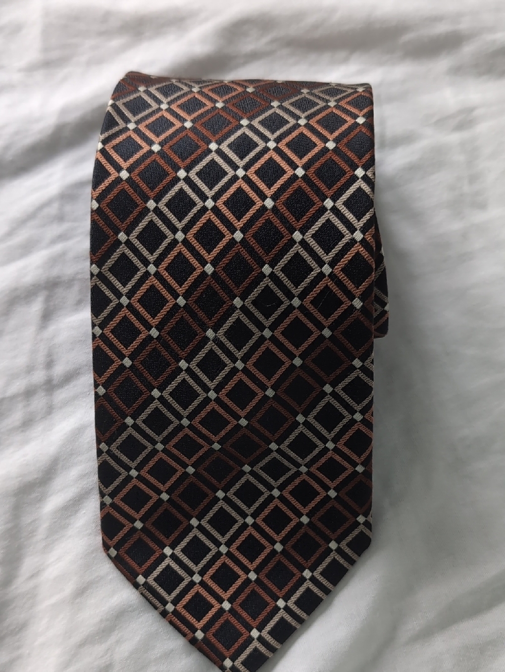 Harve Benard Brown and Black Geometric Tie